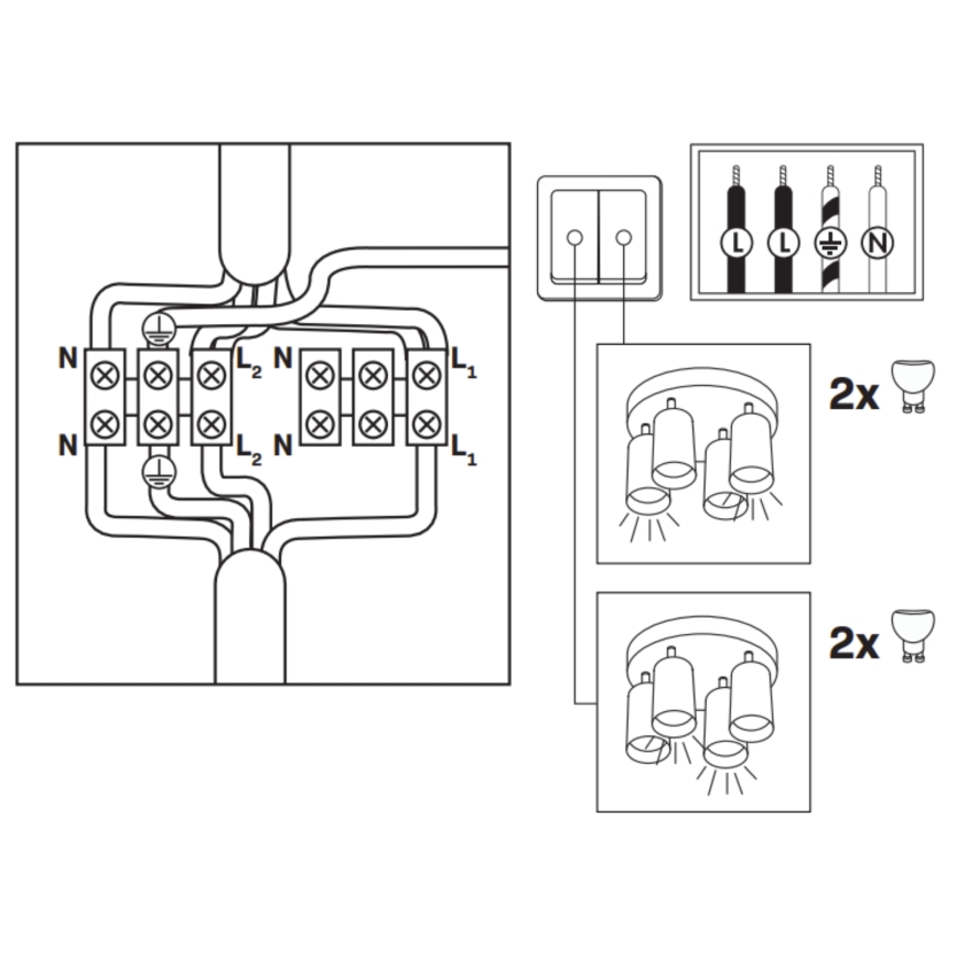 LED RGBW dimmerabile faretto da bagno TURYN 4xGU10/4,8W/230V 3000K IP44 bianco + telecomando