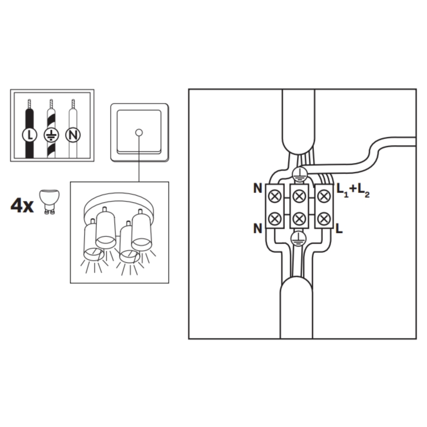 LED RGBW dimmerabile faretto da bagno TURYN 4xGU10/4,8W/230V 3000K IP44 bianco + telecomando