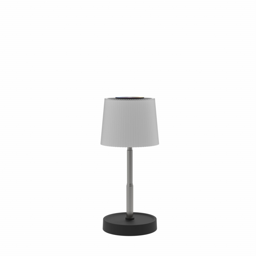 Lampada da tavolo ricaricabile per esterni a sfioramento, dimmerabile, LED RGBW, 2W/5V, IP44, 1200 mAh, grigio
