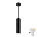 LED RGBW dimmerabile lampadario sospeso a cavo TURYN 1xGU10/4,8W/230V 3000K IP44 nero + telecomando