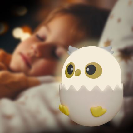 LED RGBW Dimmerabile per bambini touch lampada OWL LED/1W/5V USB 1200 mAh gufo rosa