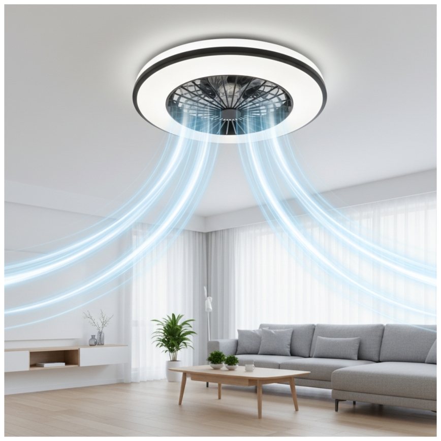 Lampada da soffitto dimmerabile LED RGBW con ventilatore VENTELUX LED/48W/230V 3000/4000/6500K Ø 48,5 cm nero + telecomando