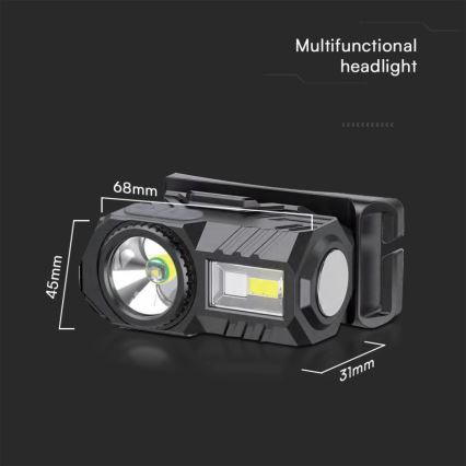 LED RGBW Dimmerabile ricaricabile lampada da testa USB LED/3W/5V IP43 190 lucente 24 h 750 mAh