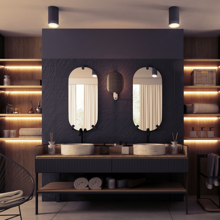 Faretto da bagno LED RGBW dimmerabile TURYN 1xGU10/4,8W/230V 3000K IP44 nero + telecomando