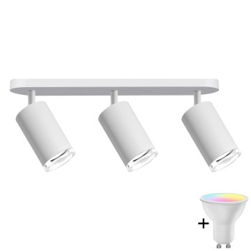LED RGBW faretto da bagno dimmerabile TURYN 3xGU10/4,8W/230V 3000K IP44 bianco + telecomando