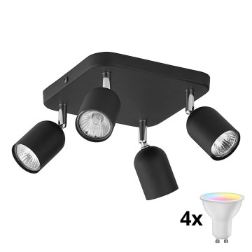 LED RGBW Faretto dimmerabile TOP 4xGU10/6,5W/230V 2700-6500K nero