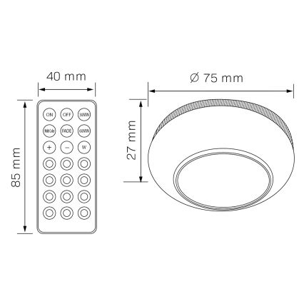 LED RGBW Illuminazione dimmerabile per mobili LED/0,5W/4,5V 3xAAA bianco + telecomando