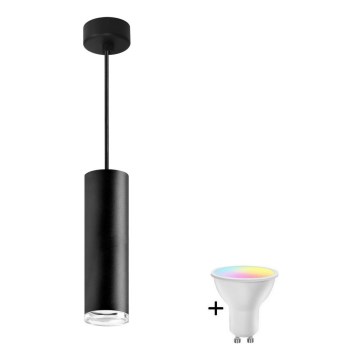 LED RGBW Lampada a sospensione dimmerabile per bagno su cavo TURYN 1xGU10/6,5W/230V 2700-6500K Wi-Fi IP44 nera