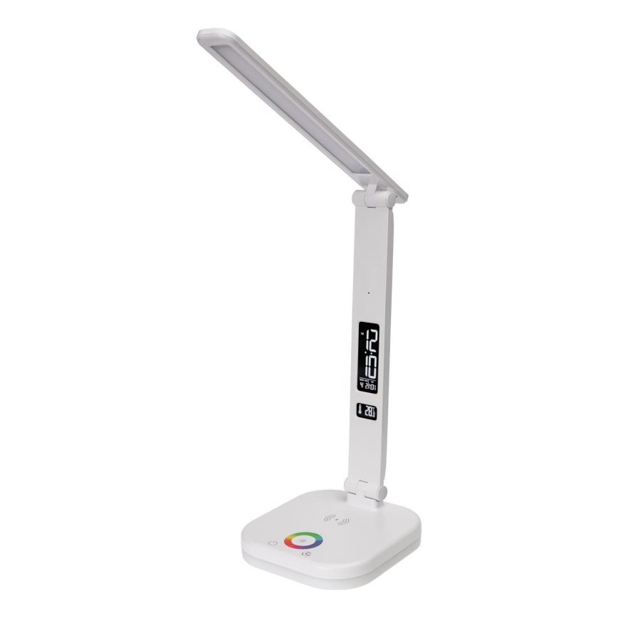 LED RGBW Lampada da tavolo touch dimmerabile con ricarica wireless, display e Porta USB MAGNUS LED/6W/5V 3000-6500K bianco