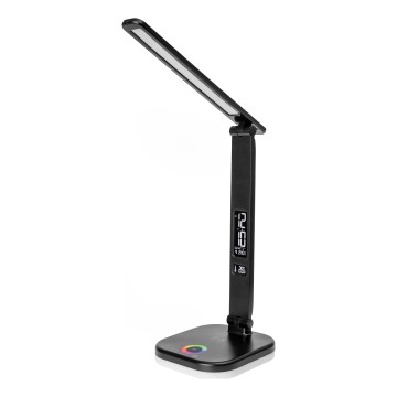 LED RGBW Lampada da tavolo touch dimmerabile con ricarica wireless, LCD display e Porta USB MAGNUS LED/6W/5V 3000-6500K nero