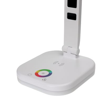 LED RGBW Lampada da tavolo touch dimmerabile con ricarica wireless, display e Porta USB MAGNUS LED/6W/5V 3000-6500K bianco