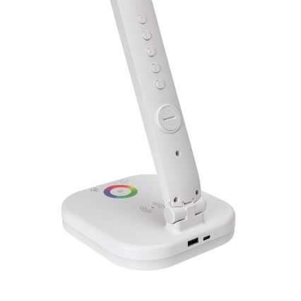 LED RGBW Lampada da tavolo touch dimmerabile con ricarica wireless, display e Porta USB MAGNUS LED/6W/5V 3000-6500K bianco