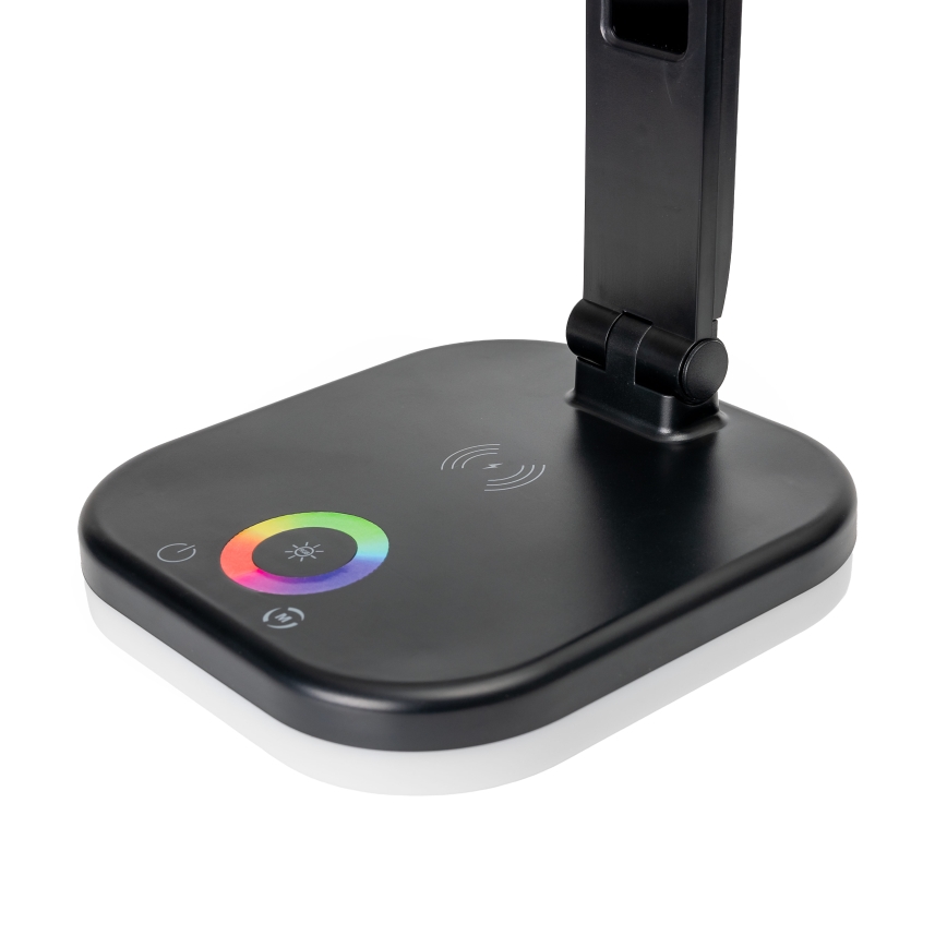LED RGBW Lampada da tavolo touch dimmerabile con ricarica wireless, LCD display e Porta USB MAGNUS LED/6W/5V 3000-6500K nero