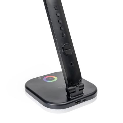 LED RGBW Lampada da tavolo touch dimmerabile con ricarica wireless, LCD display e Porta USB MAGNUS LED/6W/5V 3000-6500K nero