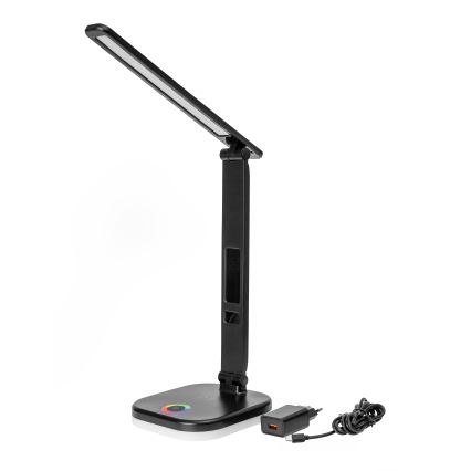 LED RGBW Lampada da tavolo touch dimmerabile con ricarica wireless, LCD display e Porta USB MAGNUS LED/6W/5V 3000-6500K nero