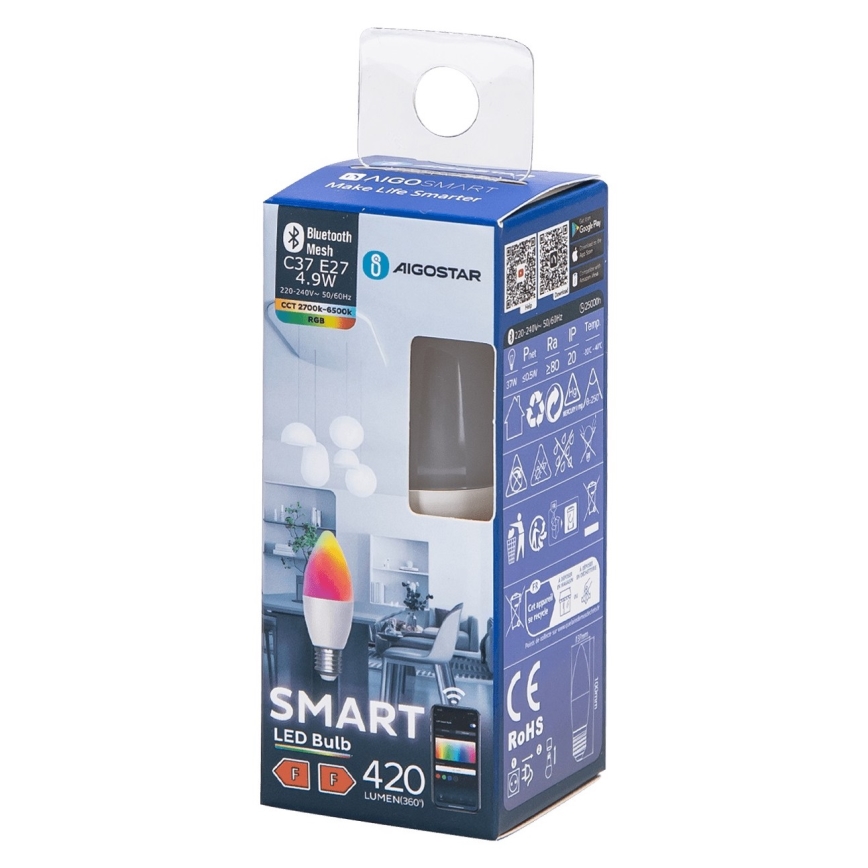 Lampadina LED RGBW dimmerabile C37 E27/4,9W/230V 2700-6500K - Aigostar