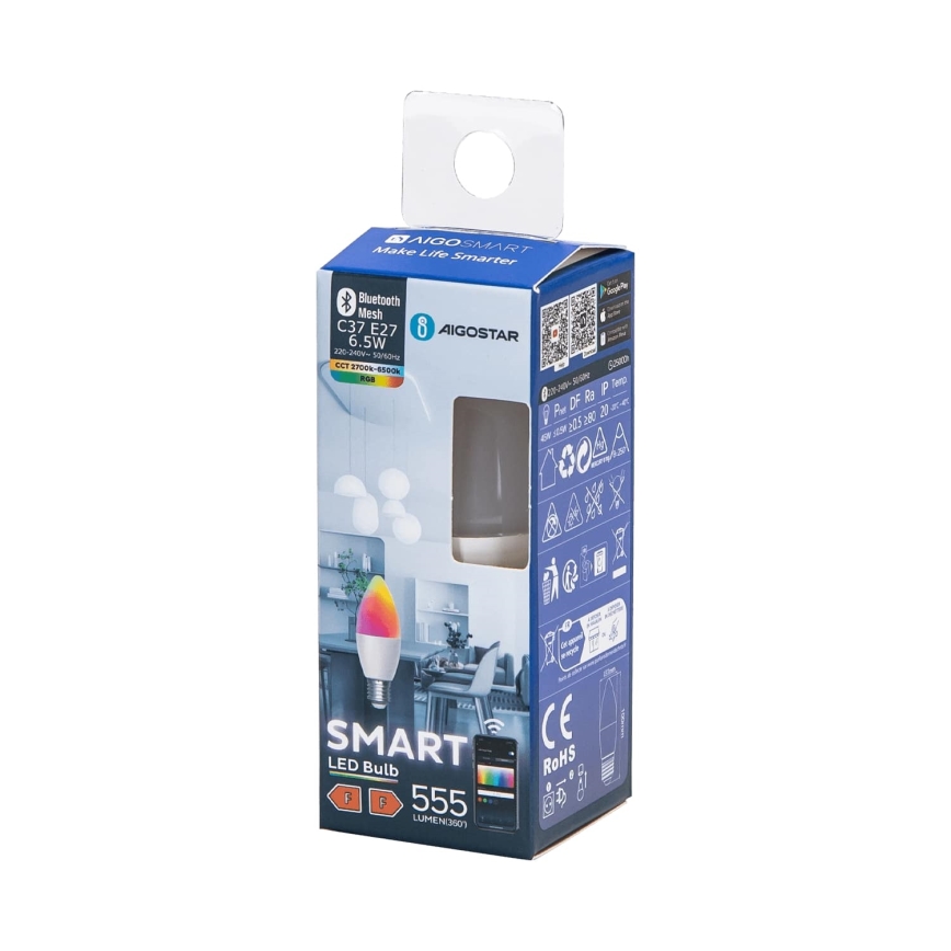Lampadina LED RGBW dimmerabile C37 E27/6,5W/230V 2700-6500K - Aigostar