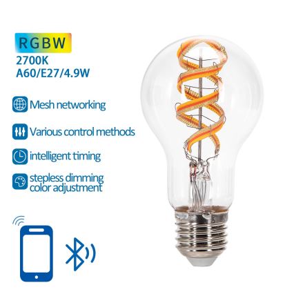 LED RGBW Lampadina FILAMENT A60 E27/4,9W/230V 2700K - Aigostar