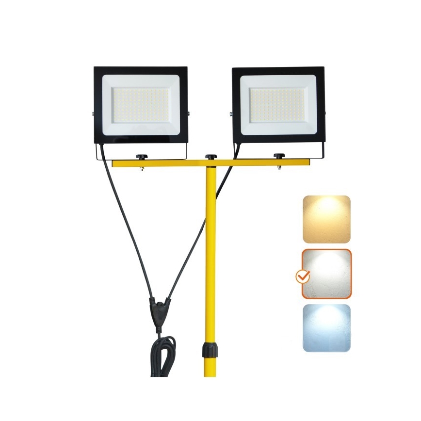 LED Riflettore con il supporto TIGRA 2xLED/100W/230V 4000K IP54 nero/giallo
