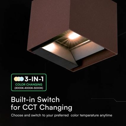 Lampada da parete solare con sensore LED/9W/3,7V 3000/4000/5000K IP65 2600 mAh marrone
