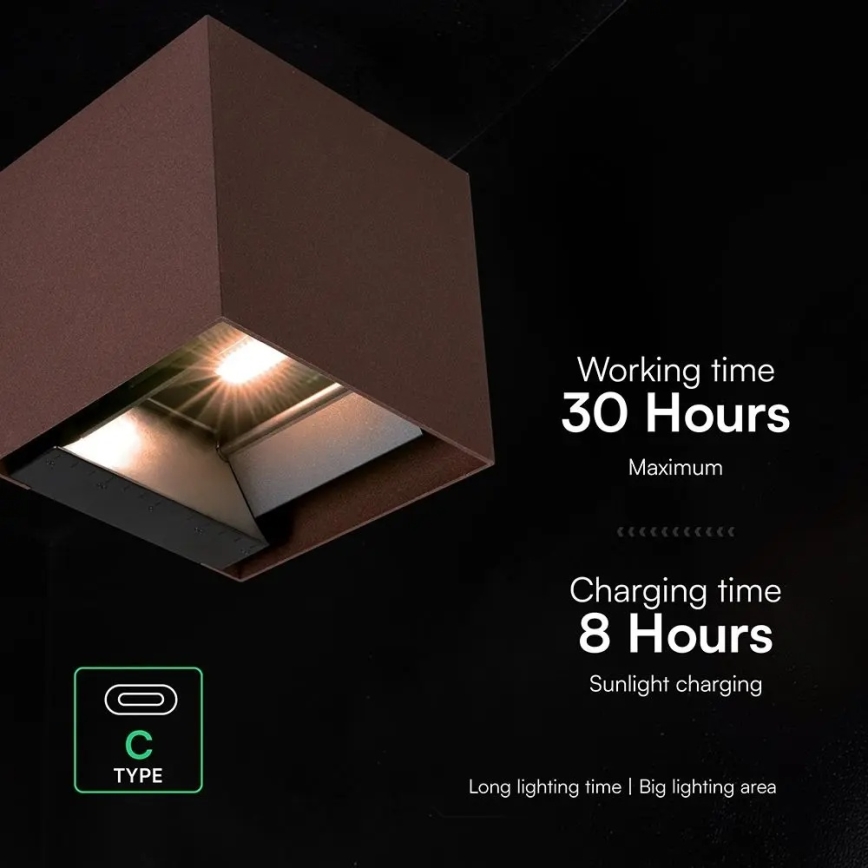 Lampada da parete solare con sensore LED/9W/3,7V 3000/4000/5000K IP65 2600 mAh marrone