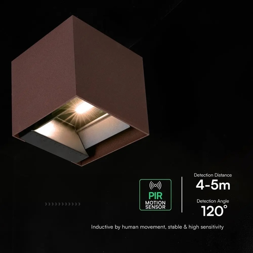 Lampada da parete solare con sensore LED/9W/3,7V 3000/4000/5000K IP65 2600 mAh marrone