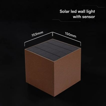 Lampada da parete solare con sensore LED/9W/3,7V 3000/4000/5000K IP65 2600 mAh marrone
