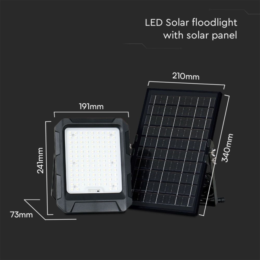 LED Solare per riflettore LED/10W/3,7V IP65 4000K 8000 mAh nero + telecomando