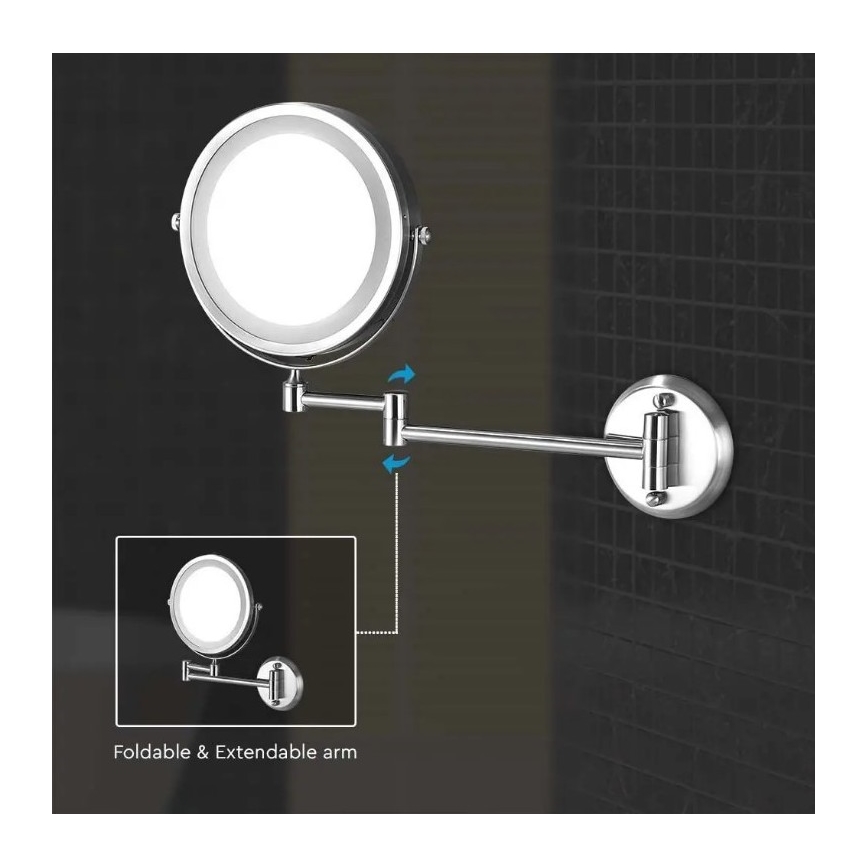 LED Specchio cosmetico da parete LED/3W/6V 4xAA IP44
