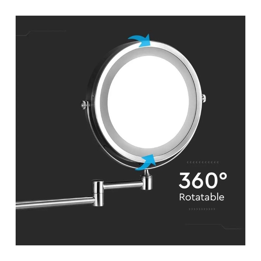 LED Specchio cosmetico da parete LED/3W/6V 4xAA IP44