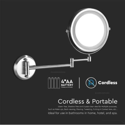 LED Specchio cosmetico da parete LED/3W/6V 4xAA IP44