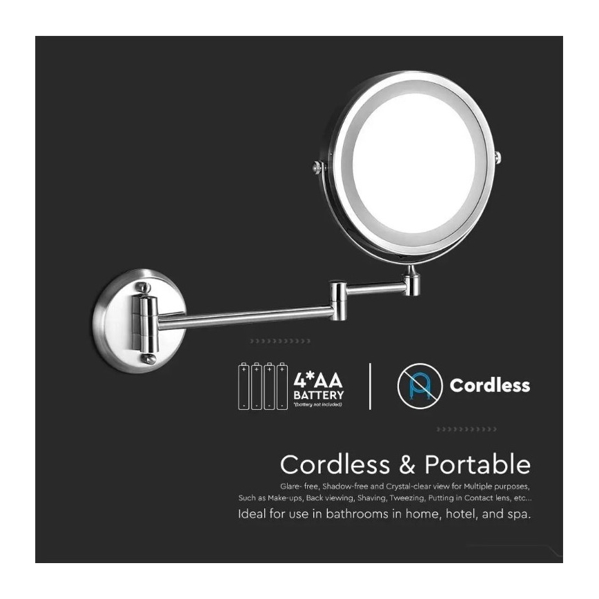 LED Specchio cosmetico da parete LED/3W/6V 4xAA IP44