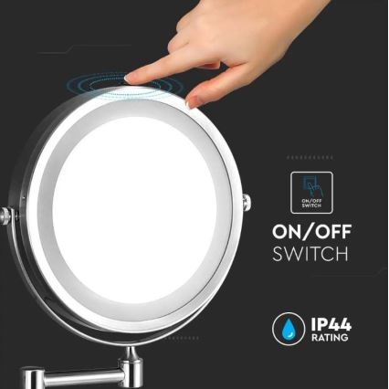 LED Specchio cosmetico da parete LED/3W/6V 4xAA IP44