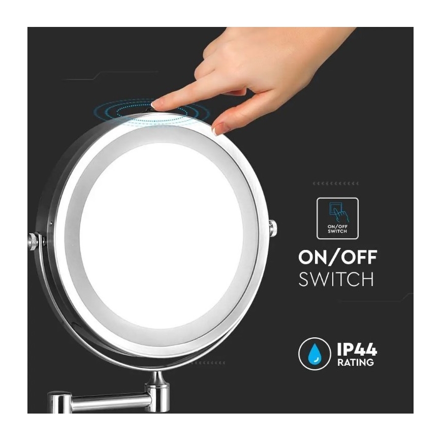 LED Specchio cosmetico da parete LED/3W/6V 4xAA IP44
