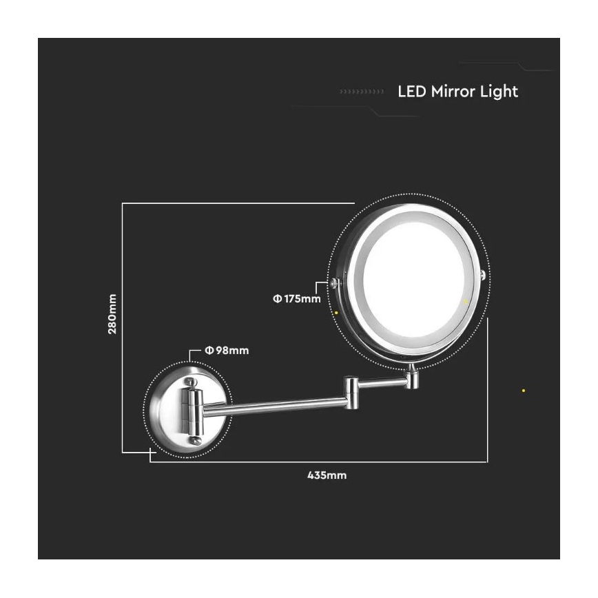 LED Specchio cosmetico da parete LED/3W/6V 4xAA IP44