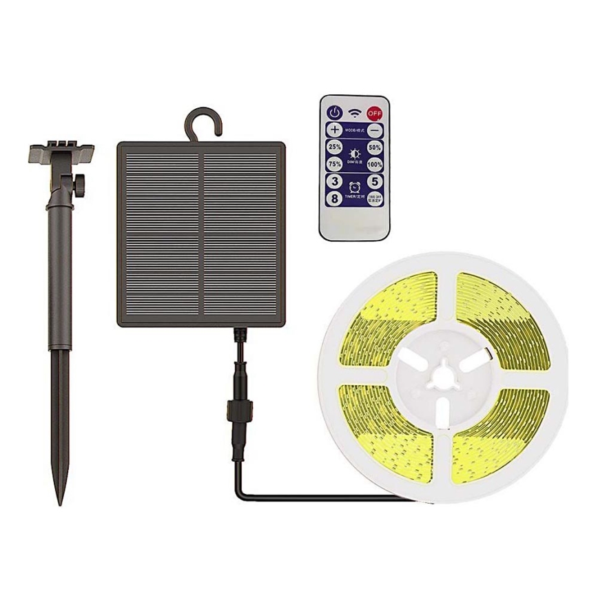 LED Striscia solare dimmerabile LED/1,2W/3,7V 3000K IP67 5m + telecomando