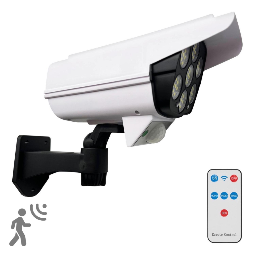 LED Telecamera di sicurezza fittizia solare con sensore KAMERA LED/1W/3,7V 1200 mAh IP44 + telecomando