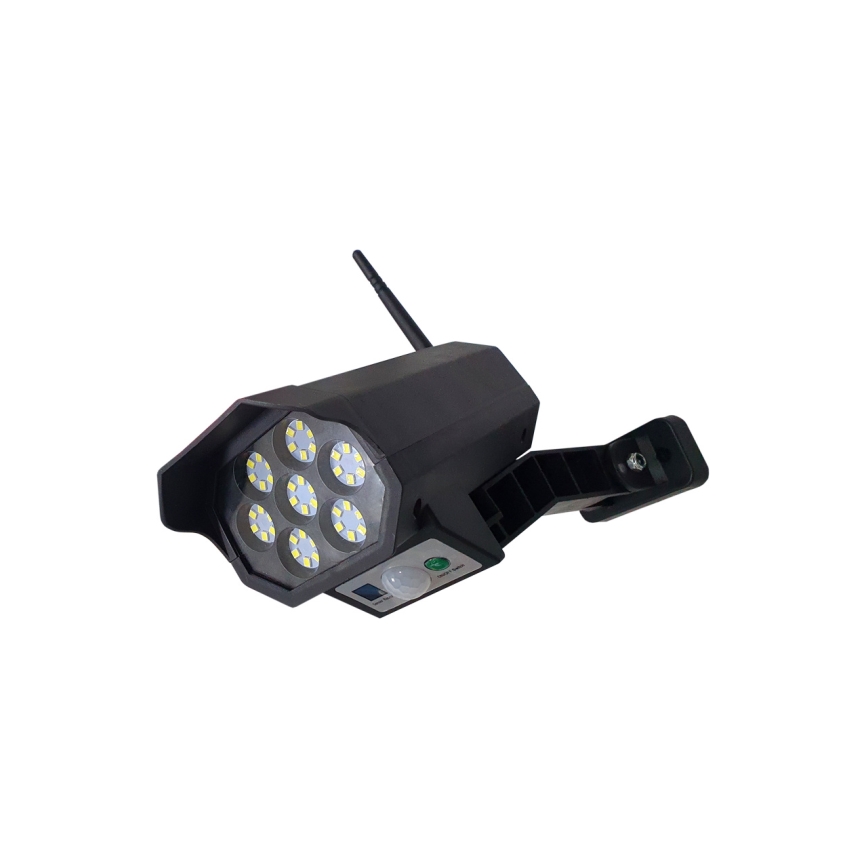 LED Telecamera di sicurezza fittizia solare con sensore LED/3,7V 1200 mAh IP44 nero + telecomando