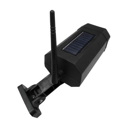 LED Telecamera di sicurezza fittizia solare con sensore LED/3,7V 1200 mAh IP44 nero + telecomando