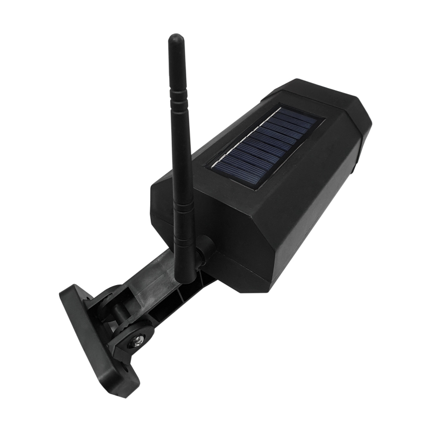 LED Telecamera di sicurezza fittizia solare con sensore LED/3,7V 1200 mAh IP44 nero + telecomando