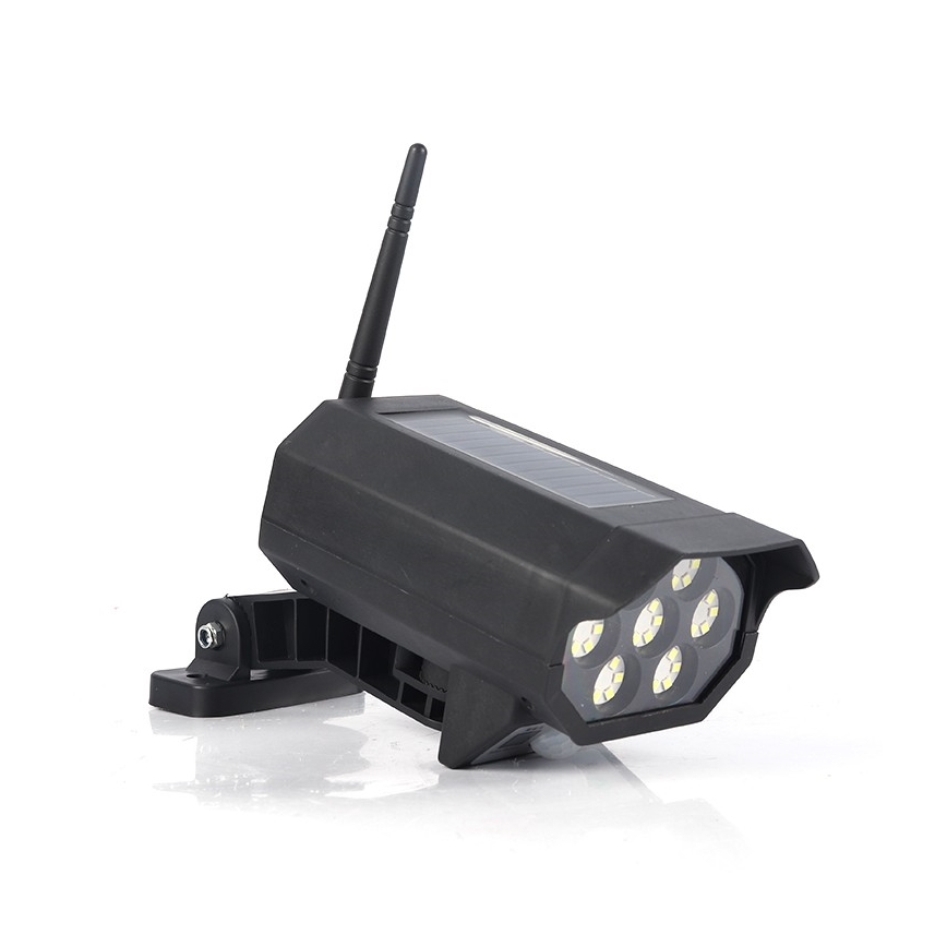 LED Telecamera di videosorveglianza finta con sensore e con pannello solare LED/5W/5,5V 800 mAh IP65 + telecomando