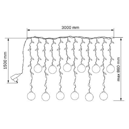 LED Tenda natalizia WISH BALLS 108xLED/8 funzioni 4,5 m bianco caldo