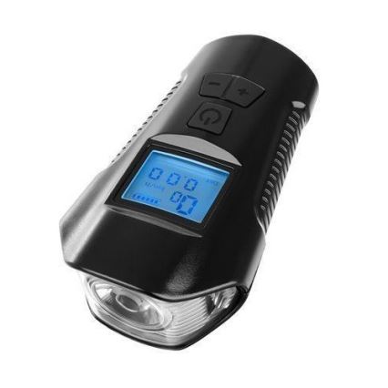 LED Torcia da bicicletta ricaricabile con contatore e campanello LED/1500 mAh IP65