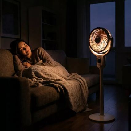 LED Ventilatore a piantana ricaricabile con illuminazione LED LED/4,8W/5V USB 7200 mAh bianco + telecomando