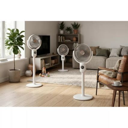 LED Ventilatore a piantana ricaricabile con illuminazione LED LED/4,8W/5V USB 7200 mAh bianco + telecomando