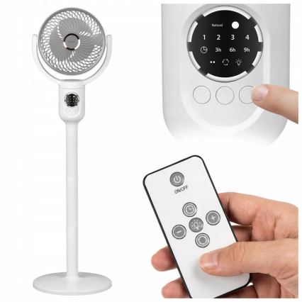 LED Ventilatore a piantana ricaricabile con illuminazione LED LED/4,8W/5V USB 7200 mAh bianco + telecomando