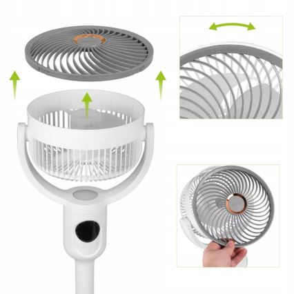 LED Ventilatore a piantana ricaricabile con illuminazione LED LED/4,8W/5V USB 7200 mAh bianco + telecomando
