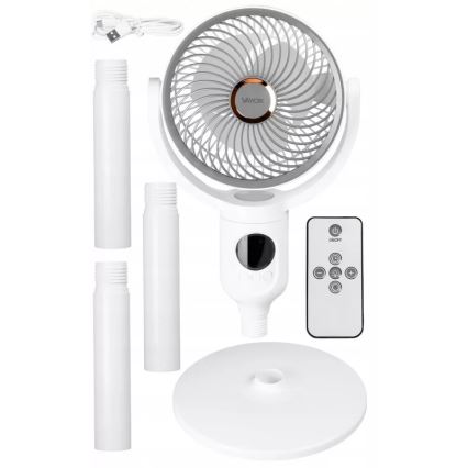 LED Ventilatore a piantana ricaricabile con illuminazione LED LED/4,8W/5V USB 7200 mAh bianco + telecomando