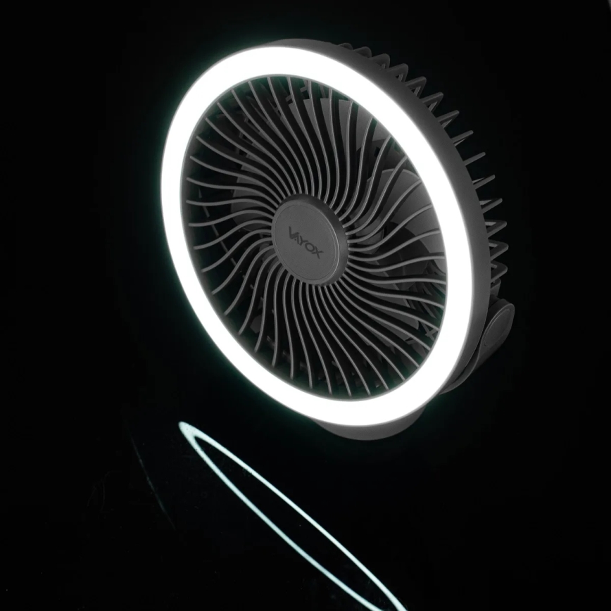 LED Ventilatore da tavolo ricaricabile con illuminazione a LED LED/3W/5V USB 2400 mAh grigio