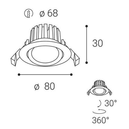 LED2 - Faretto LED da incasso bagno dimmerabile MAX LED/8W/230V 3000K IP65